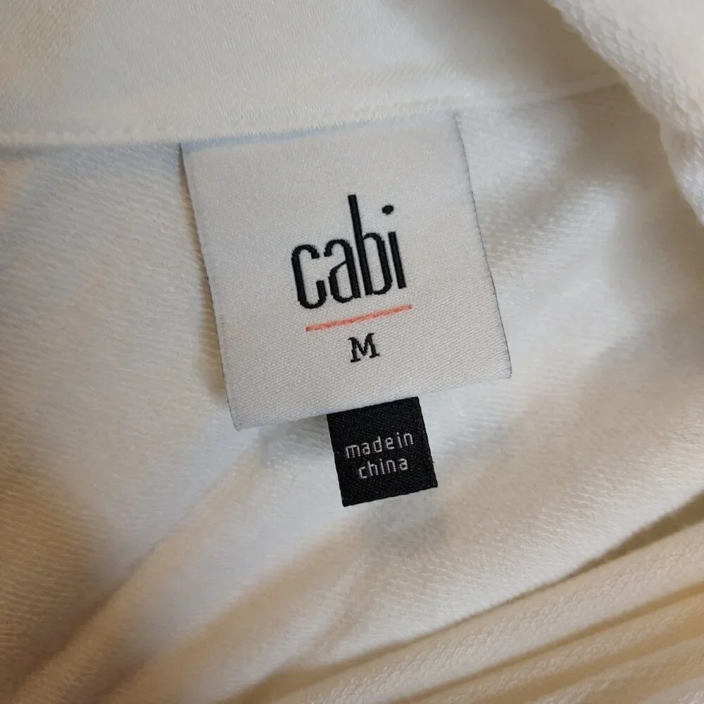 CAbi Around The Clock Center Shirt Womens M White Long Sleeve Open Back Top 5555 - Picture 13 of 15